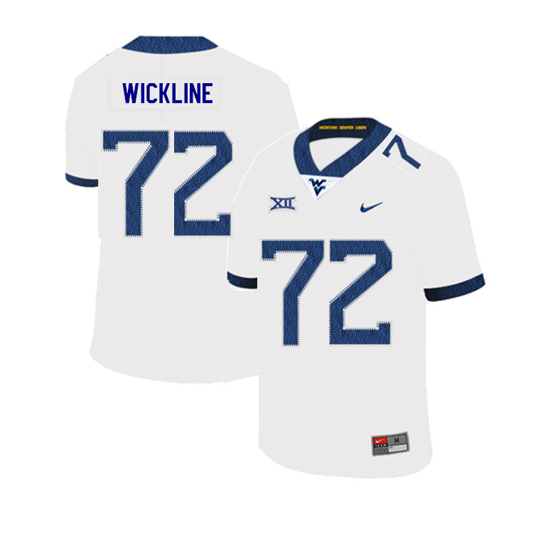 2019 Men #72 Kelby Wickline West Virginia Mountaineers College Football Jerseys Sale-White - Click Image to Close